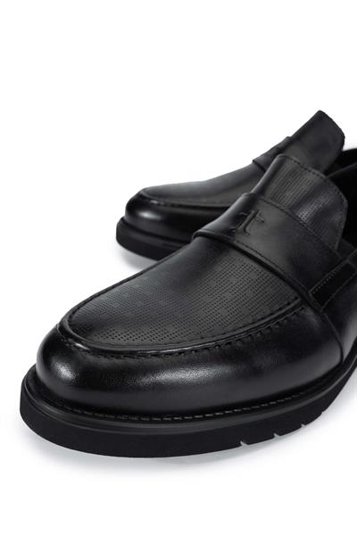 Tamer Tanca Erkek Hakiki Deri Siyah Loafer Ayakkabı