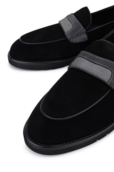 Tamer Tanca Erkek Hakiki Deri Siyah Loafer Ayakkabı