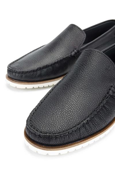 Tamer Tanca Erkek Hakiki Deri Siyah Loafer Ayakkabı