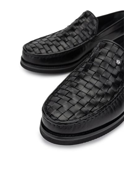 Tamer Tanca Erkek Hakiki Deri Siyah Loafer Ayakkabı