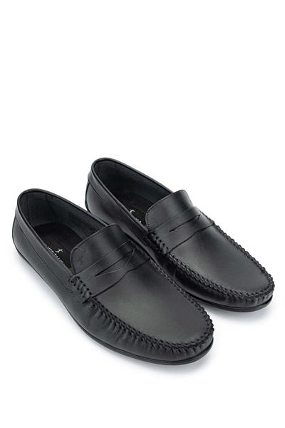 Tamer Tanca Erkek Hakiki Deri Siyah Loafer Ayakkabı