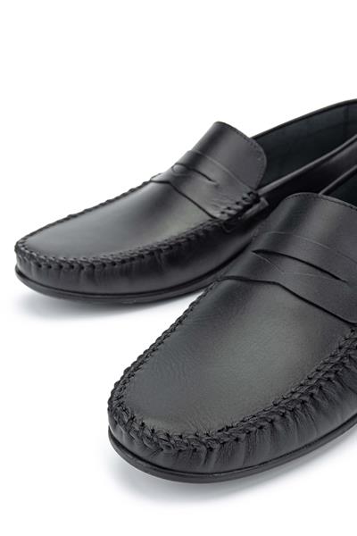 Tamer Tanca Erkek Hakiki Deri Siyah Loafer Ayakkabı