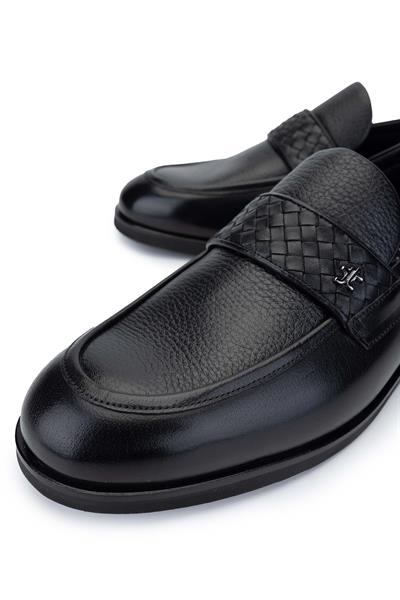 Tamer Tanca Erkek Hakiki Deri Siyah Loafer Ayakkabı