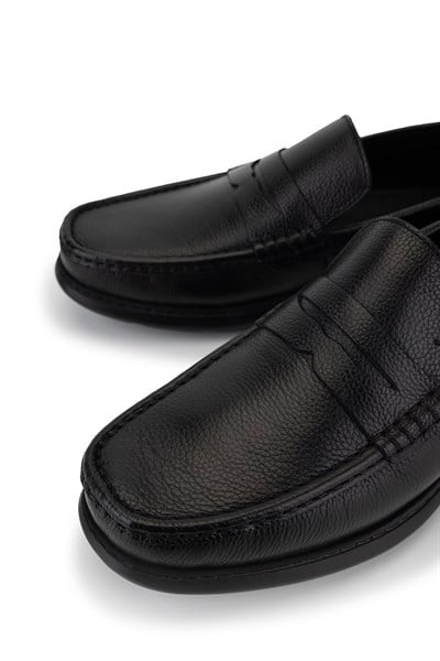 Tamer Tanca Erkek Hakiki Deri Siyah Loafer Ayakkabı