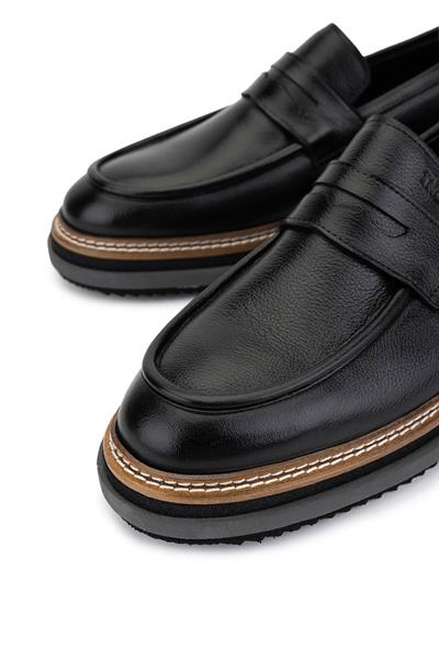Tamer Tanca Erkek Hakiki Deri Siyah Loafer Ayakkabı