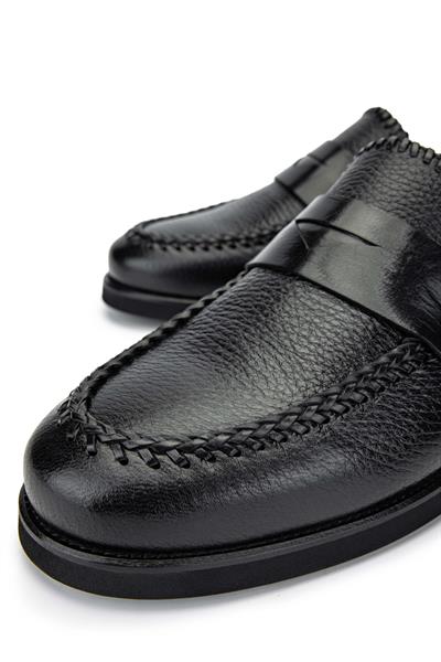 Tamer Tanca Erkek Hakiki Deri Siyah Loafer Ayakkabı