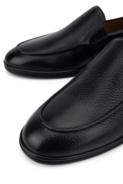 Tamer Tanca Erkek Hakiki Deri Siyah Loafer Ayakkabı