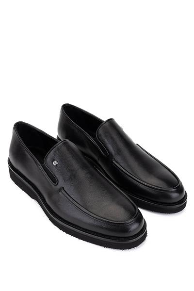 Tamer Tanca Erkek Hakiki Deri Siyah Loafer Ayakkabı