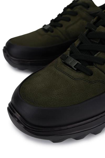 Tamer Tanca Erkek Hakiki Deri Siyah Mat/Haki Sneakers & Spor Ayakkabı