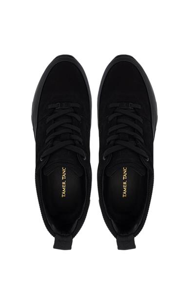 Tamer Tanca Erkek Hakiki Deri Siyah Mat/Siyah Sneakers & Spor Ayakkabı