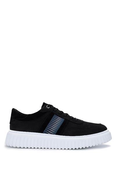 Tamer Tanca Erkek Hakiki Deri Siyah Nubuk Sneakers & Spor Ayakkabı