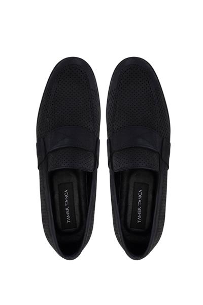Tamer Tanca Erkek Hakiki Deri Siyah Nubuk Loafer Ayakkabı