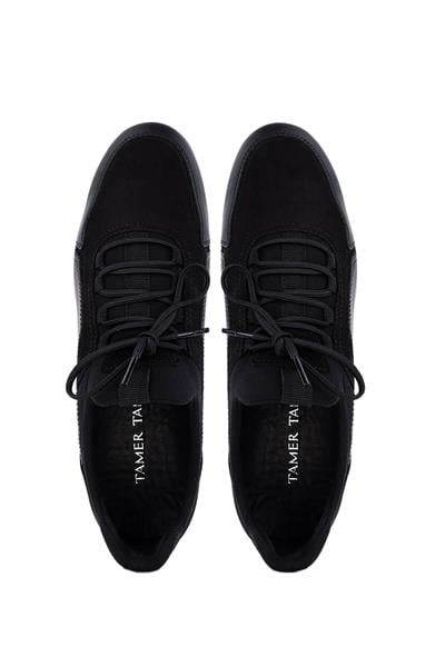 Tamer Tanca Erkek Hakiki Deri Siyah Nubuk Sneakers & Spor Ayakkabı