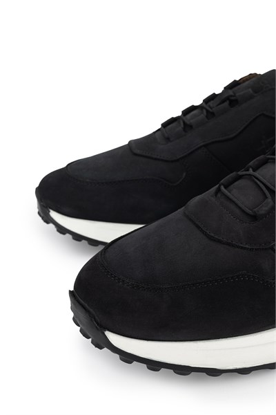 Tamer Tanca Erkek Hakiki Deri Siyah Nubuk Sneakers & Spor Ayakkabı