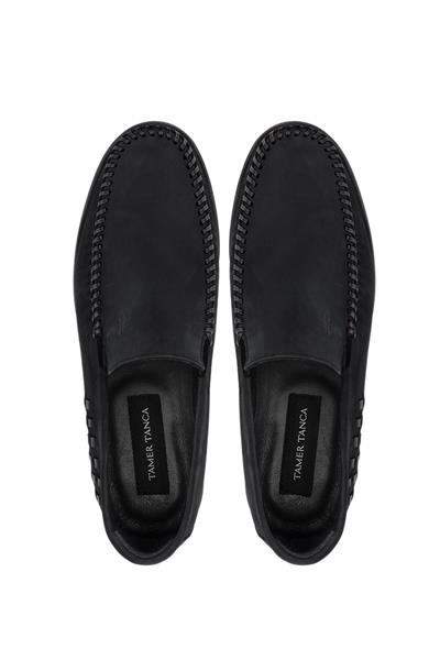 Tamer Tanca Erkek Hakiki Deri Siyah Nubuk Loafer Ayakkabı