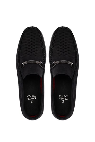 Tamer Tanca Erkek Hakiki Deri Siyah Nubuk Loafer Ayakkabı