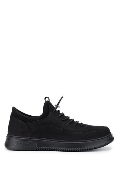 Tamer Tanca Erkek Hakiki Deri Siyah Nubuk Sneakers & Spor Ayakkabı