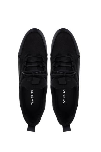 Tamer Tanca Erkek Hakiki Deri Siyah Nubuk Sneakers & Spor Ayakkabı