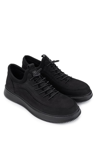 Tamer Tanca Erkek Hakiki Deri Siyah Nubuk Sneakers & Spor Ayakkabı