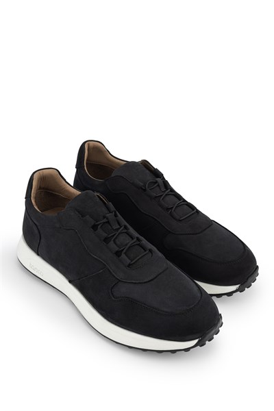 Tamer Tanca Erkek Hakiki Deri Siyah Nubuk Sneakers & Spor Ayakkabı