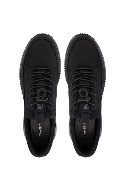 Tamer Tanca Erkek Hakiki Deri Siyah Nubuk Sneakers & Spor Ayakkabı