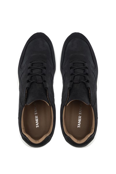 Tamer Tanca Erkek Hakiki Deri Siyah Nubuk Sneakers & Spor Ayakkabı