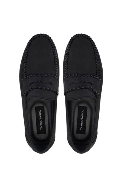 Tamer Tanca Erkek Hakiki Deri Siyah Nubuk Loafer Ayakkabı