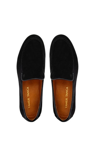 Tamer Tanca Erkek Hakiki Deri Siyah Nubuk Loafer Ayakkabı