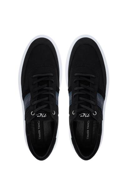 Tamer Tanca Erkek Hakiki Deri Siyah Nubuk Sneakers & Spor Ayakkabı