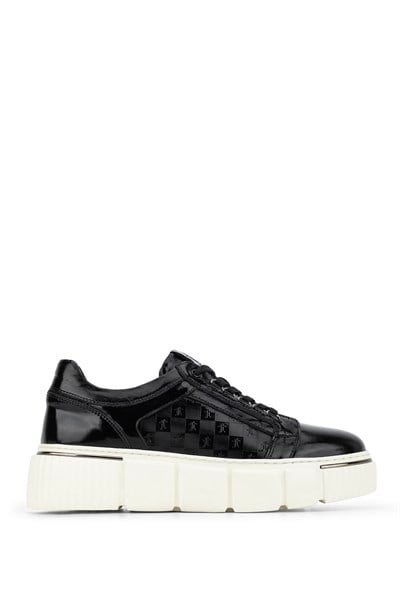 Tamer Tanca Erkek Hakiki Deri Siyah Rugan Sneakers & Spor Ayakkabı