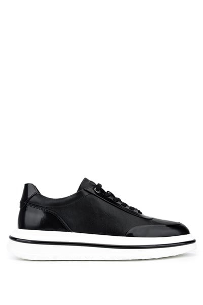 Tamer Tanca Erkek Hakiki Deri Siyah Sneakers & Spor Ayakkabı