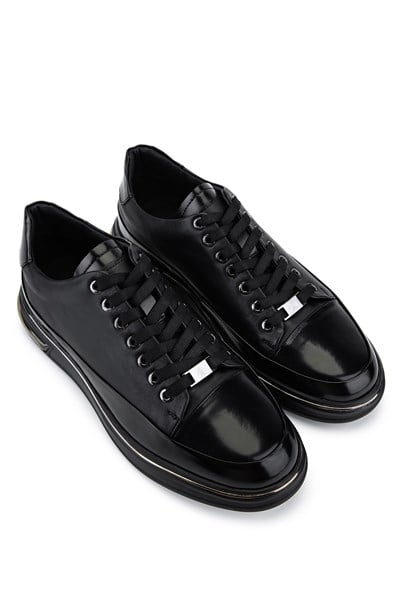 Tamer Tanca Erkek Hakiki Deri Siyah Sneakers & Spor Ayakkabı