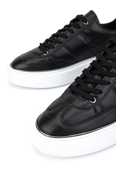 Tamer Tanca Erkek Hakiki Deri Siyah Sneakers & Spor Ayakkabı