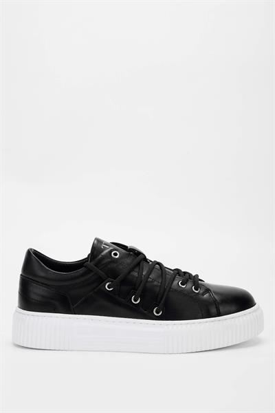 Tamer Tanca Erkek Hakiki Deri Siyah Sneakers & Spor Ayakkabı