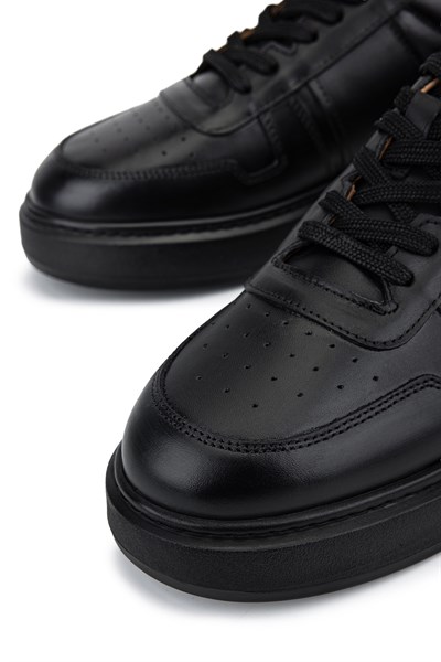 Tamer Tanca Erkek Hakiki Deri Siyah Sneakers & Spor Ayakkabı