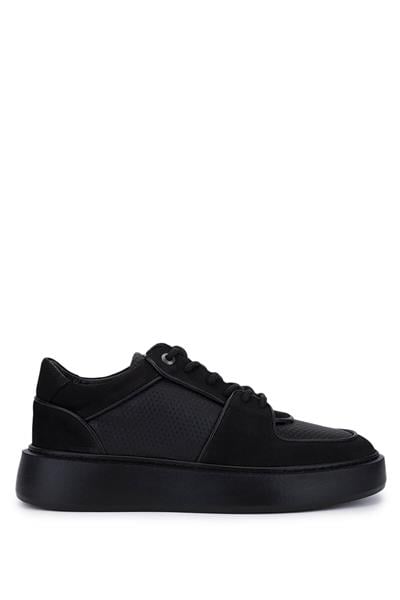 Tamer Tanca Erkek Hakiki Deri Siyah Sneakers & Spor Ayakkabı