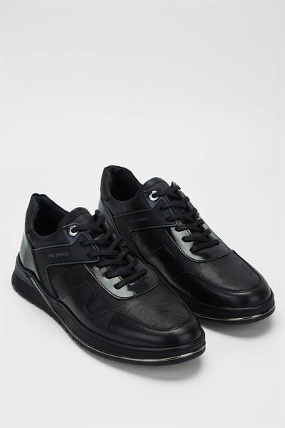 Tamer Tanca Erkek Hakiki Deri Siyah Sneakers & Spor Ayakkabı