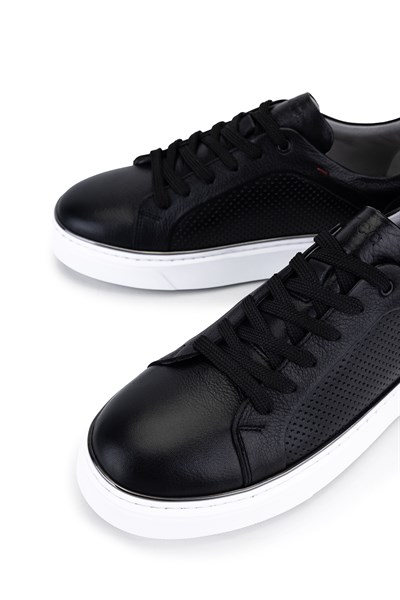 Tamer Tanca Erkek Hakiki Deri Siyah Sneakers & Spor Ayakkabı