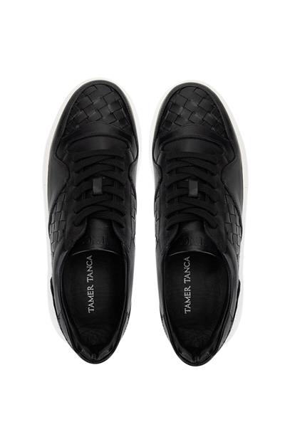 Tamer Tanca Erkek Hakiki Deri Siyah Sneakers & Spor Ayakkabı