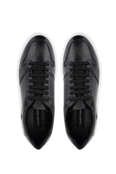 Tamer Tanca Erkek Hakiki Deri Siyah Sneakers & Spor Ayakkabı
