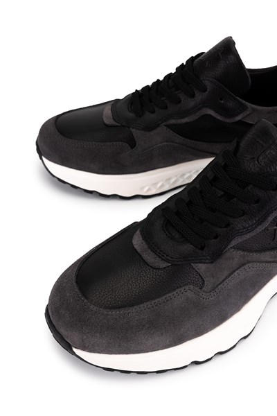 Tamer Tanca Erkek Hakiki Deri Siyah Sneakers & Spor Ayakkabı