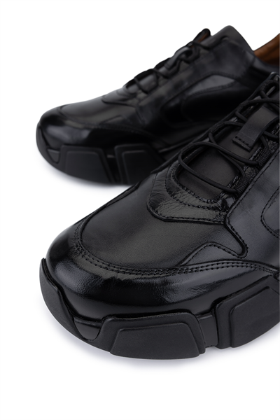 Tamer Tanca Erkek Hakiki Deri Siyah Sneakers & Spor Ayakkabı