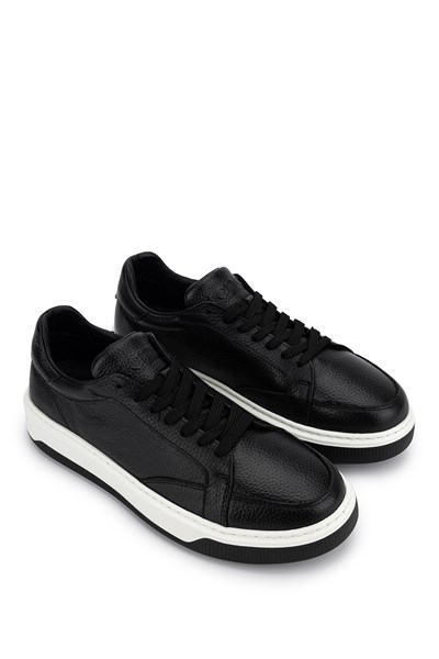 Tamer Tanca Erkek Hakiki Deri Siyah Sneakers & Spor Ayakkabı