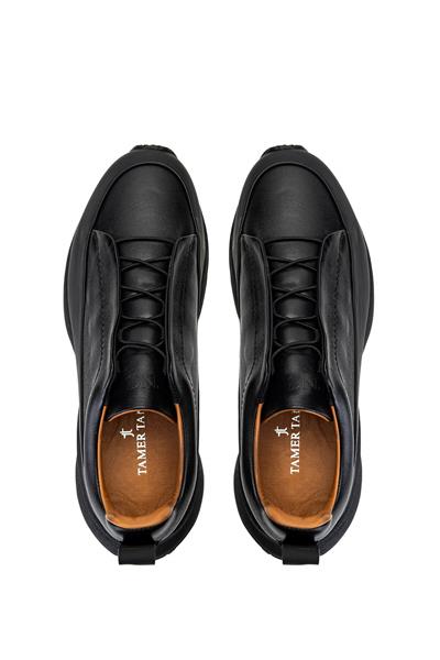 Tamer Tanca Erkek Hakiki Deri Siyah Sneakers & Spor Ayakkabı