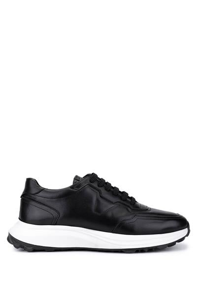 Tamer Tanca Erkek Hakiki Deri Siyah Sneakers & Spor Ayakkabı