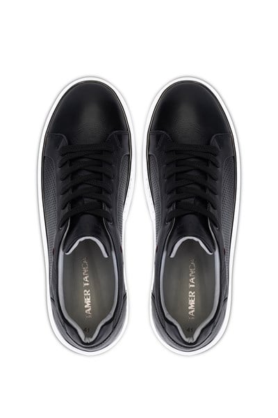 Tamer Tanca Erkek Hakiki Deri Siyah Sneakers & Spor Ayakkabı