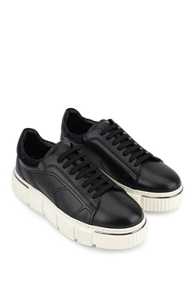 Tamer Tanca Erkek Hakiki Deri Siyah Sneakers & Spor Ayakkabı