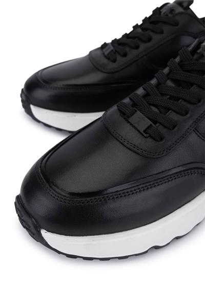 Tamer Tanca Erkek Hakiki Deri Siyah Sneakers & Spor Ayakkabı