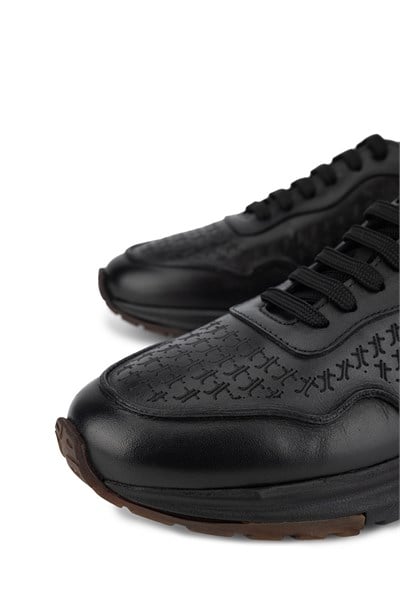 Tamer Tanca Erkek Hakiki Deri Siyah Sneakers & Spor Ayakkabı