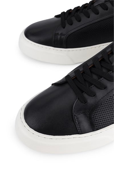Tamer Tanca Erkek Hakiki Deri Siyah Sneakers & Spor Ayakkabı